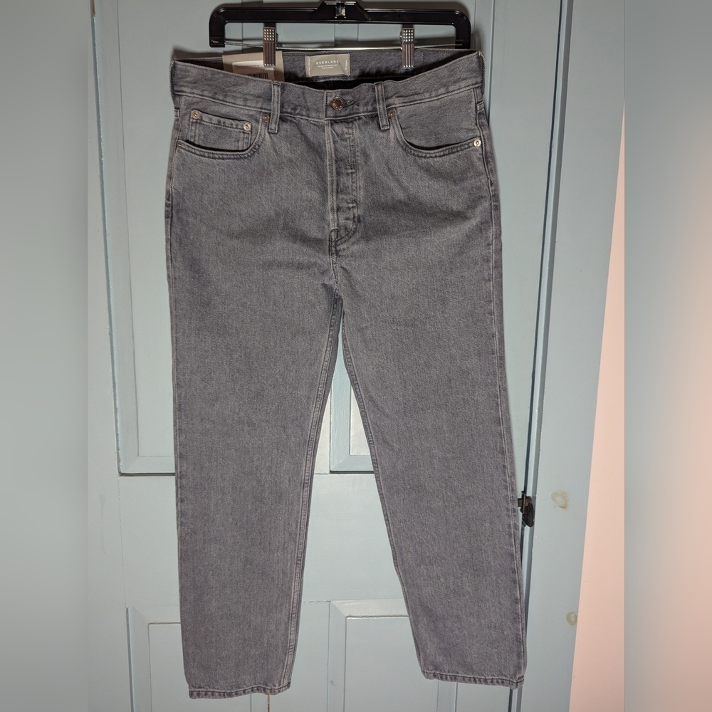 NWT EVERLANE 28 reg relaxed straight grey jean organic cotton ethically made